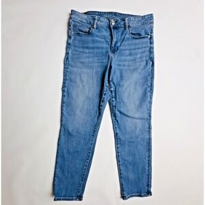 American Eagle Skinny Jeans Womens 14 Short Blue Next Level Stretch Medium Wash